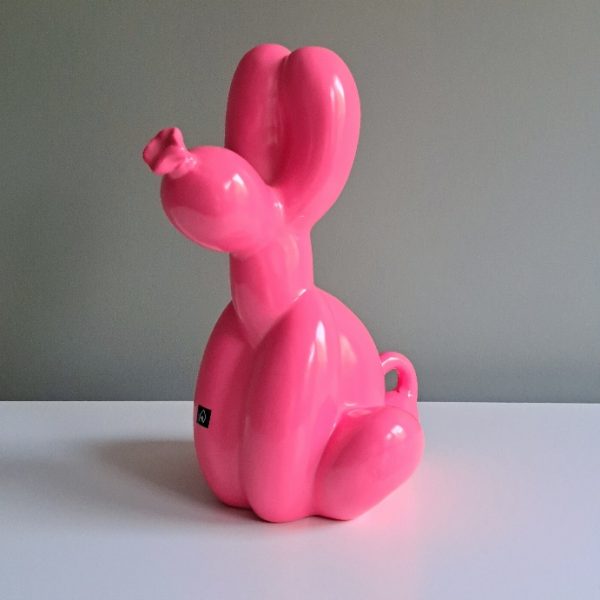 Ballon Hond Zittend Neon Roze - Afbeelding 2