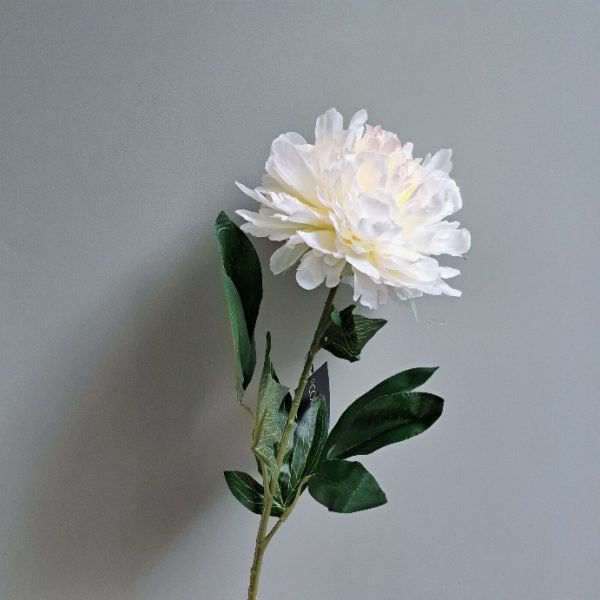 Zijden Bloem Pioenroos Wit 80 cm - Afbeelding 2