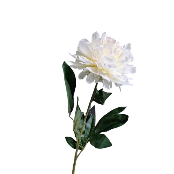 Zijden Bloem Pioenroos Wit 80 cm