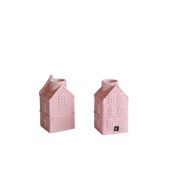 Kandelaar Huisje Lichtroze