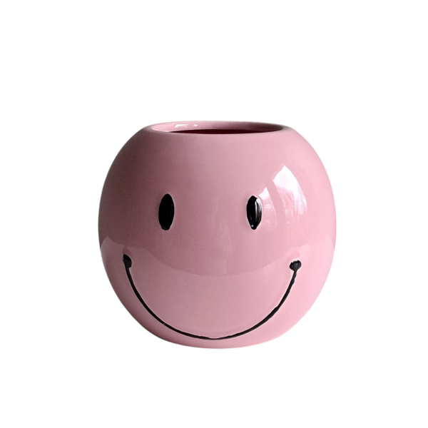 Bloempot Smiley Roze