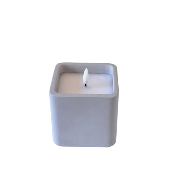 Led Kaars Beton Style Vierkant