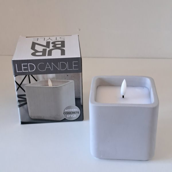 Led Kaars Beton Style Vierkant - Afbeelding 2