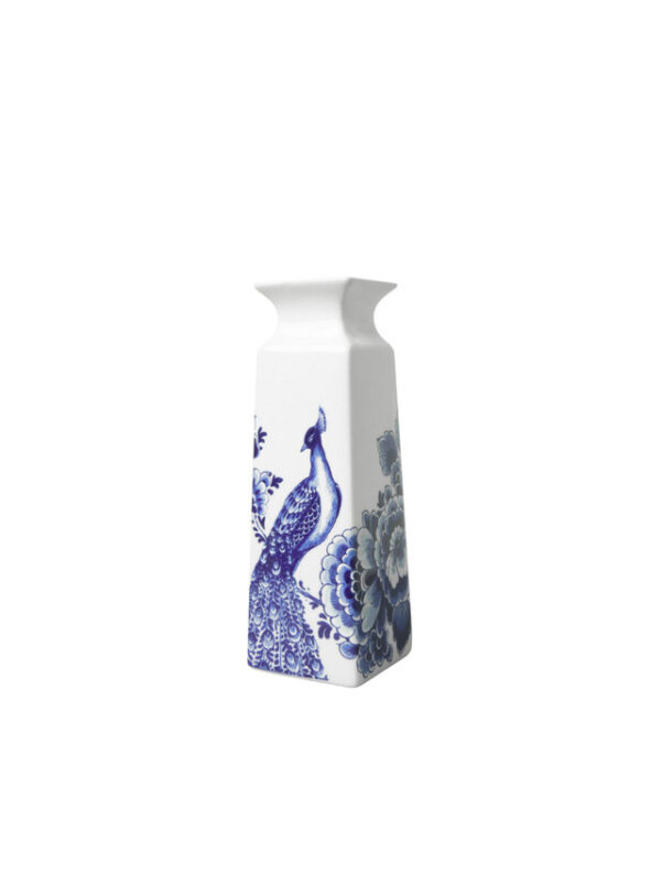 Heinen Delfts Blauw Vaas - Pauw - 16 cm