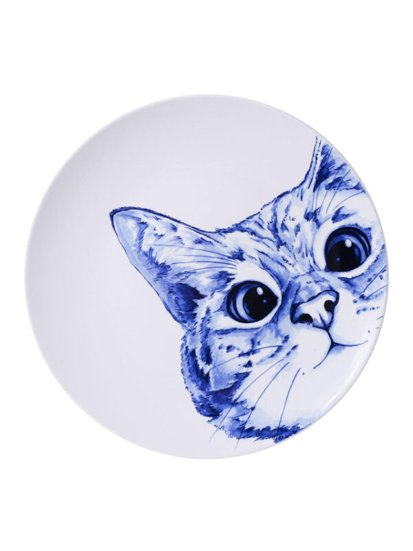 Heinen Delfts Blauw Wandbord - Poes - 31 cm