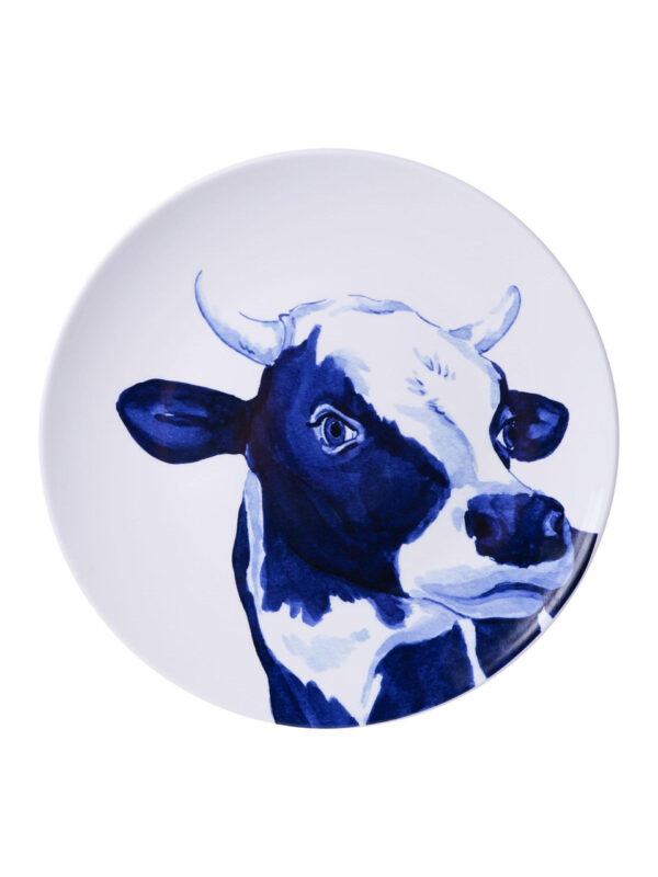 Heinen Delfts Blauw Wandbord - Koe - 31 cm