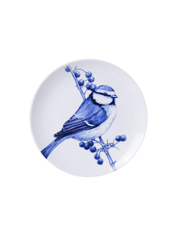 Heinen Delfts Blauw Wandbord - Pimpelmees 20 cm