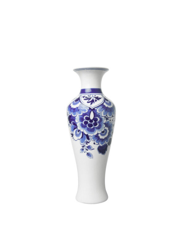 Heinen Delfts Blauw Vaas - Slank Bloemen - 20 cm