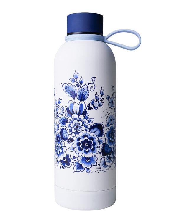Heinen Delfts Blauw Waterfles - Bloemen - Afbeelding 2
