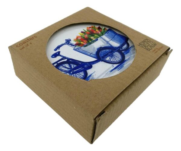 Heinen Delfts Blauw Onderzetters - Fiets - Afbeelding 2
